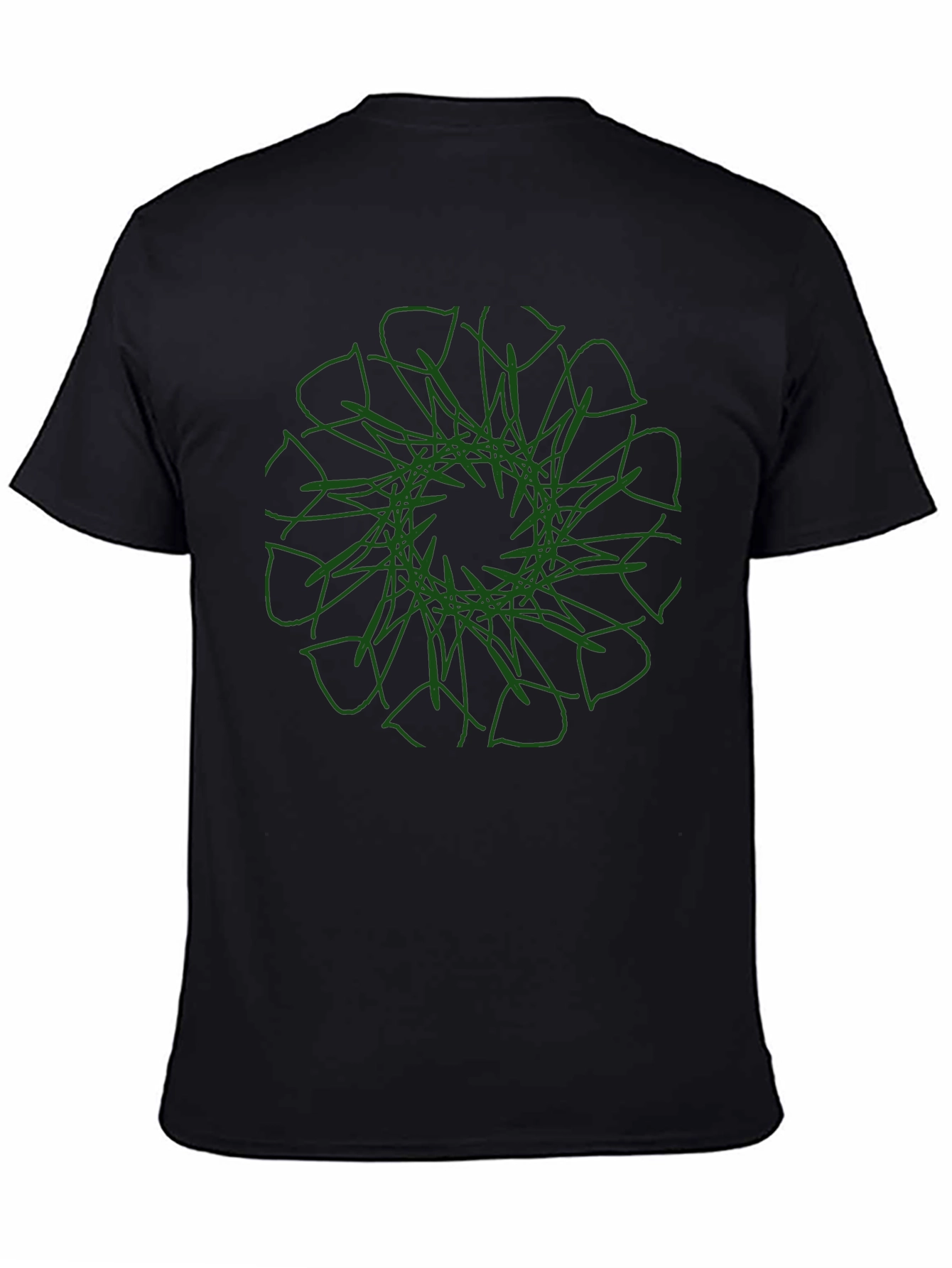 Modern Graphic Tee - Black with Green Mandala Design