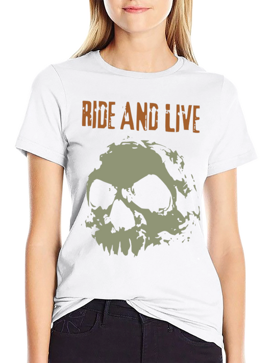 Ride and Live Skull Graphic Tee - Black