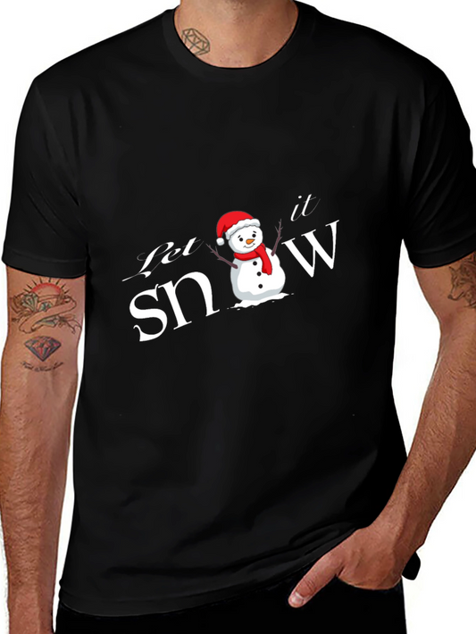 Let it Snow Snowman Black T-Shirt