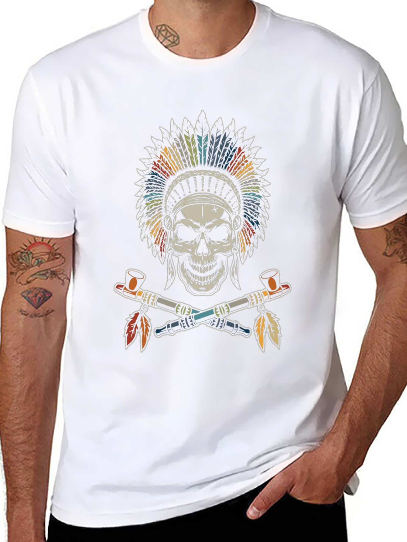 Skull Indian Chief T-Shirt - Black