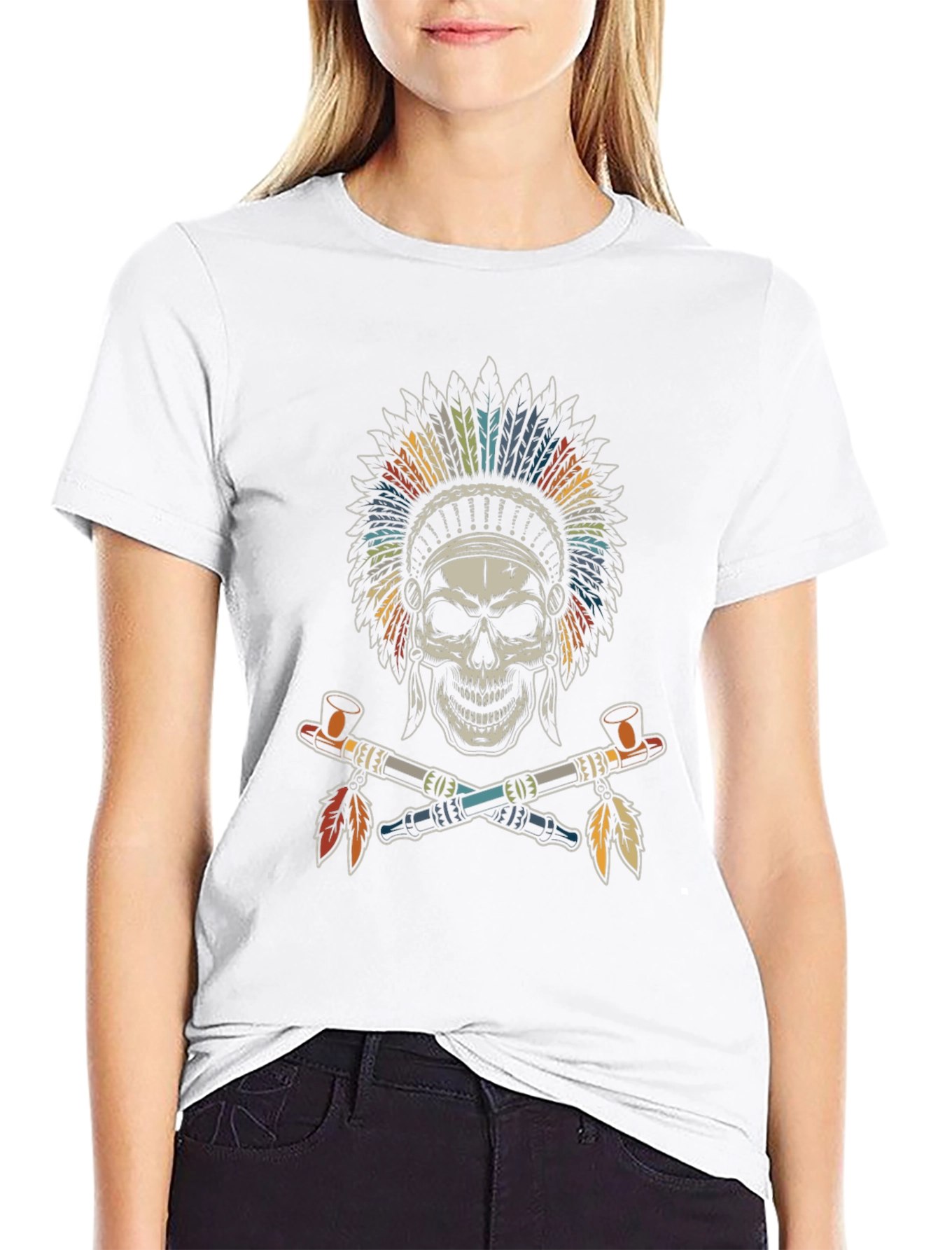 Skull Indian Chief T-Shirt - Black