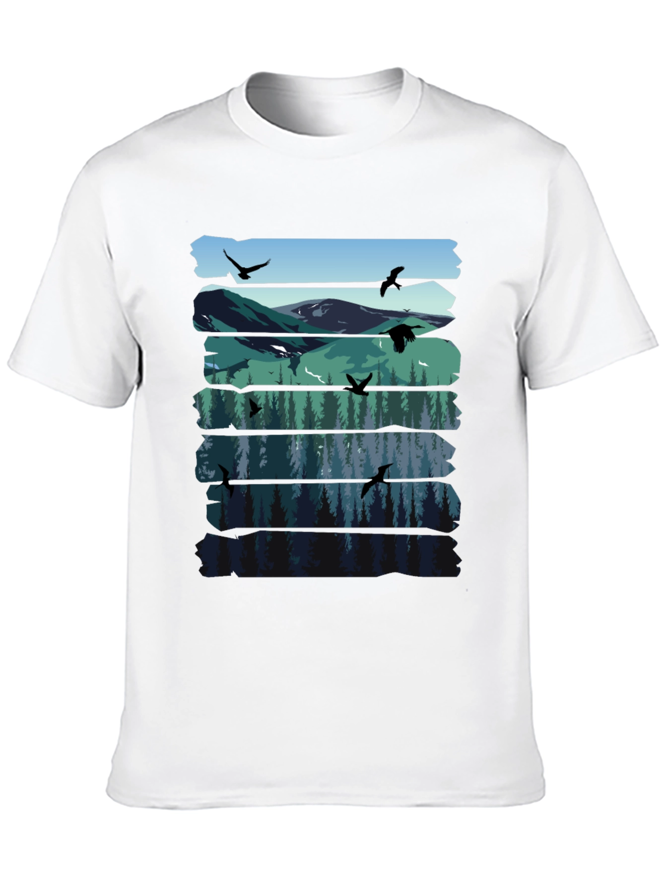 Nature Graphic Tee - Mountain & Forest Design