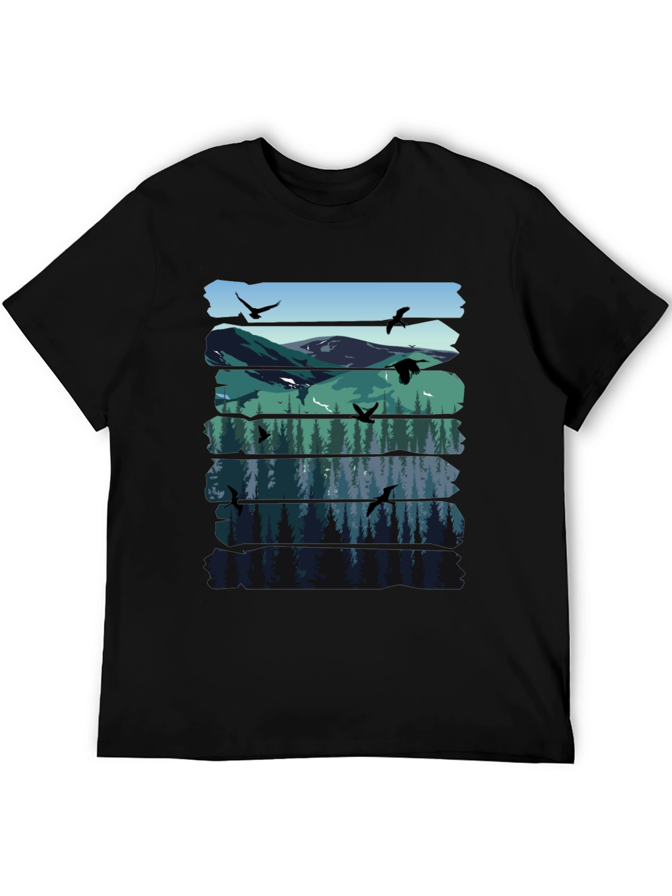 Nature Graphic Tee - Mountain & Forest Design