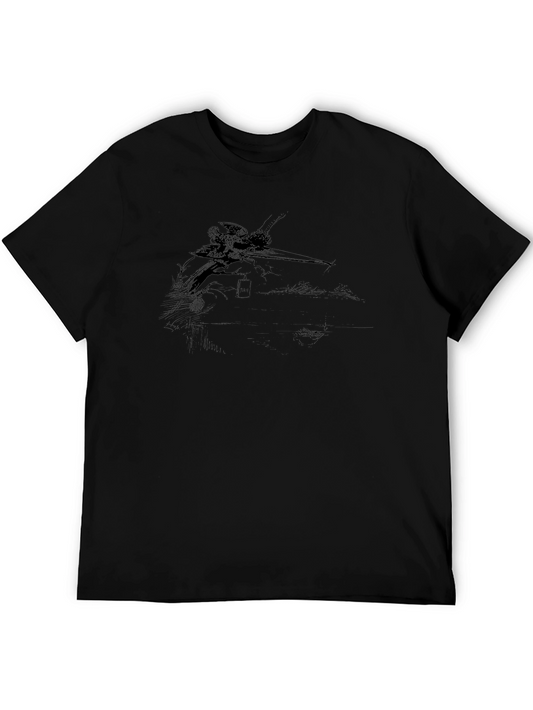 Sketch Art Black T-Shirt - Mens Casual Tee