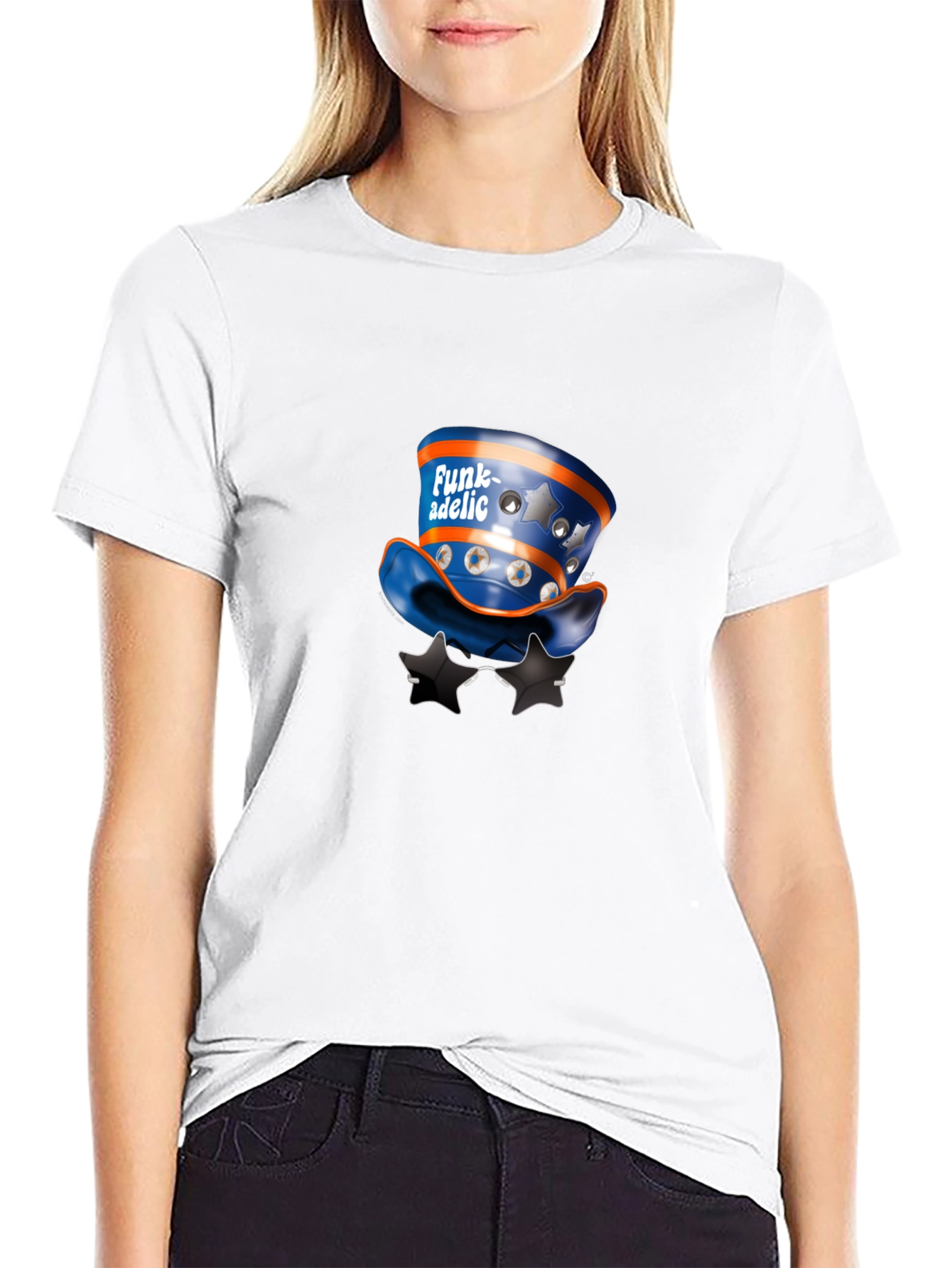 Funky Hat & Stars Black T-Shirt