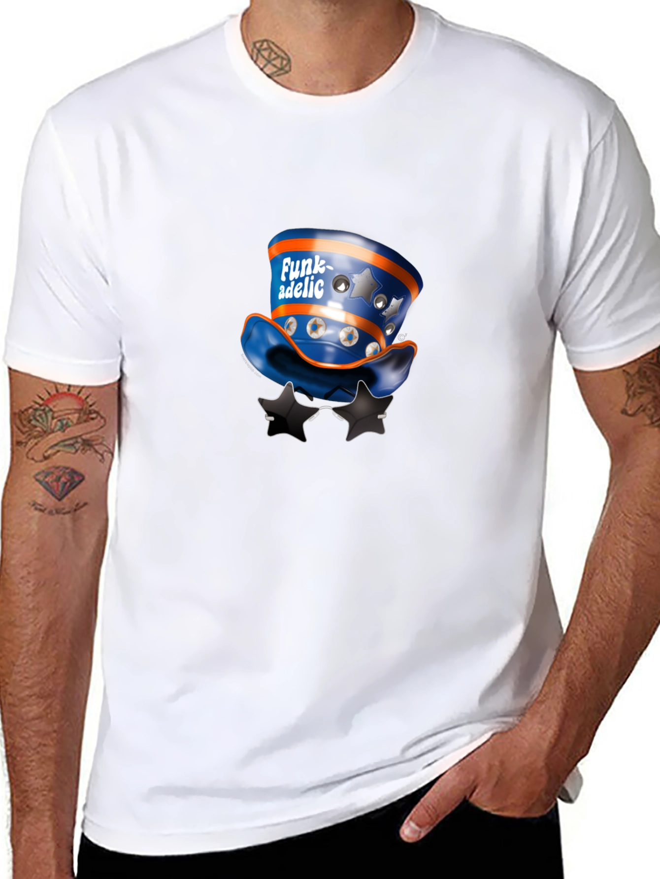 Funky Hat & Stars Black T-Shirt