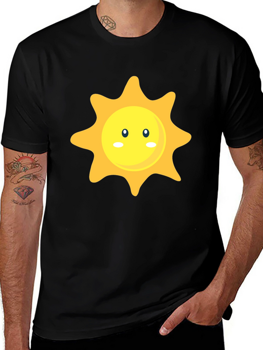 Cute Sun Graphic Print Black T-Shirt