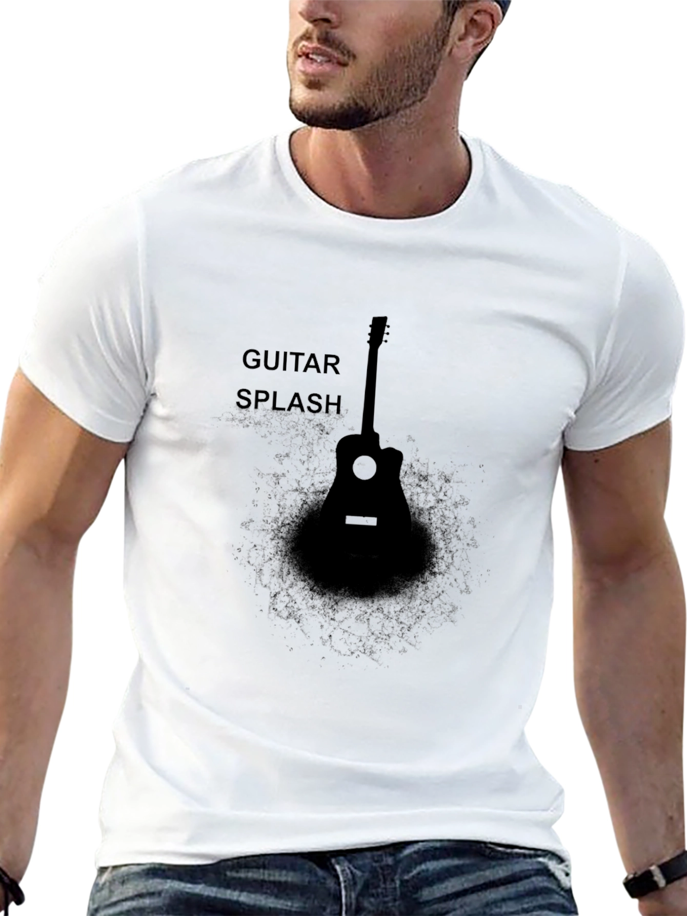 Guitar Splash Graphic T-Shirt - Black