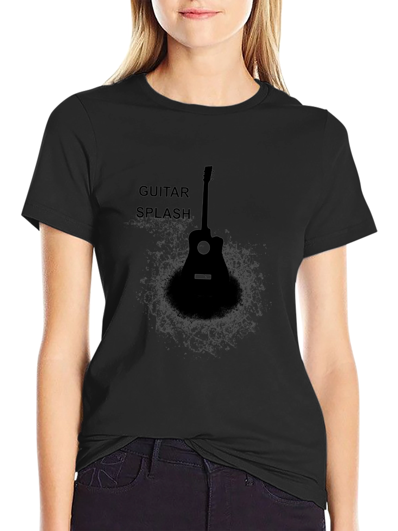 Guitar Splash Graphic T-Shirt - Black