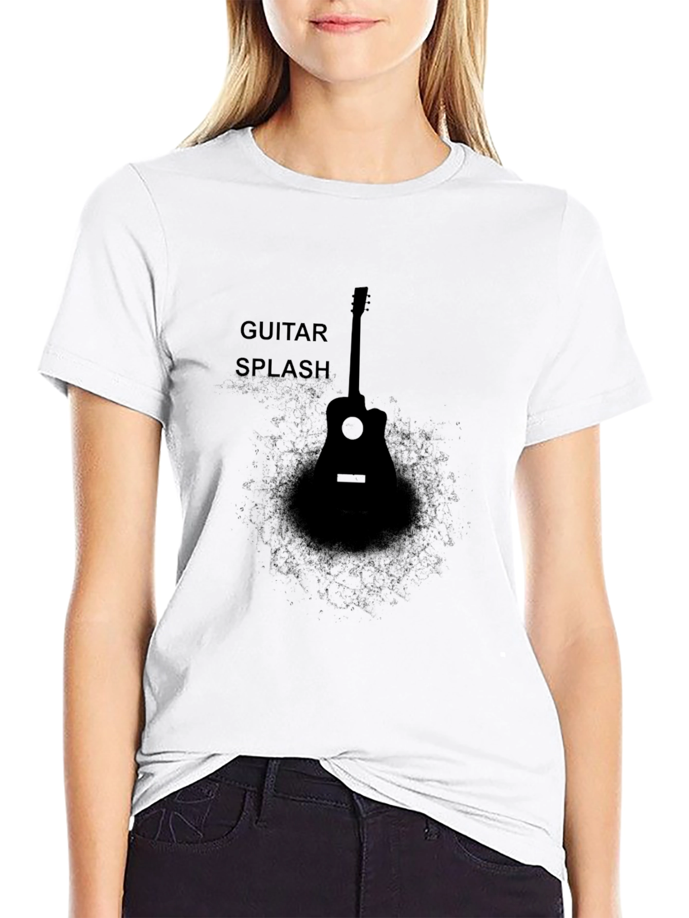 Guitar Splash Graphic T-Shirt - Black