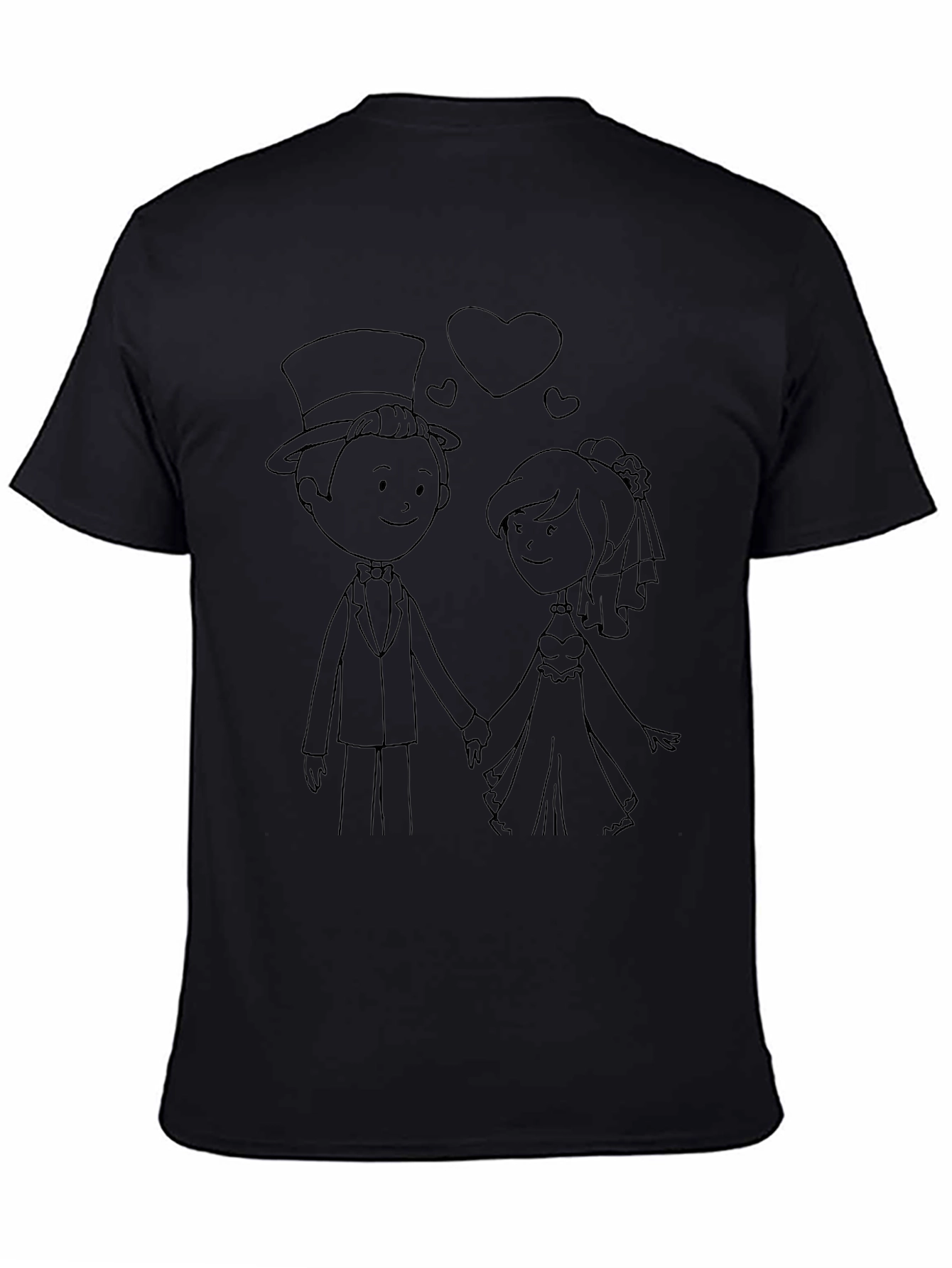 Wedding Couple Cartoon Graphic T-Shirt