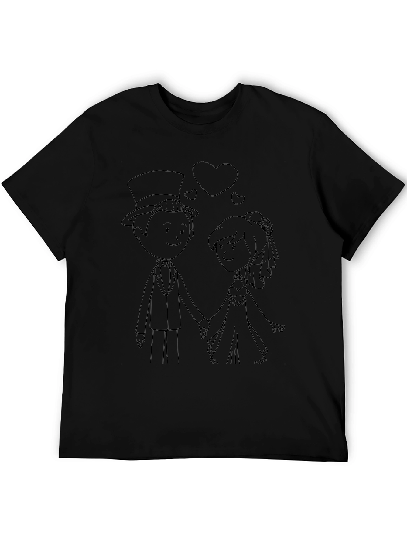 Wedding Couple Cartoon Graphic T-Shirt