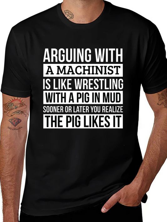 Machinist Pig in Mud T-Shirt - Funny Machining Tee