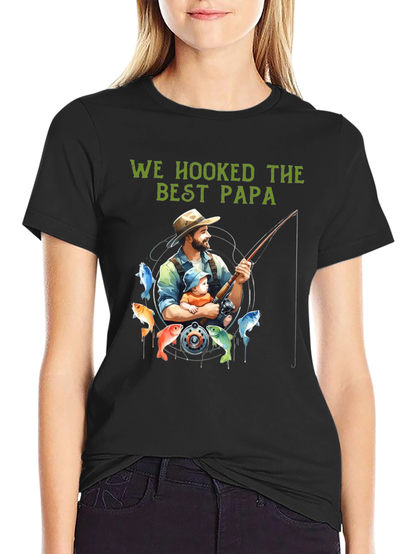 Best Papa Fishing T-Shirt - Hooked on Dad!