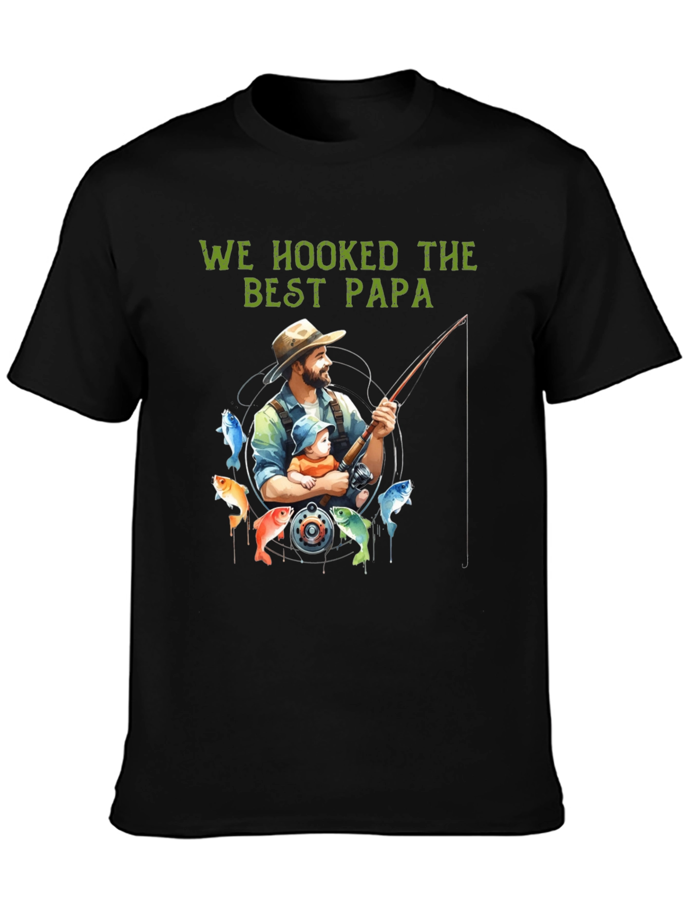 Best Papa Fishing T-Shirt - Hooked on Dad!