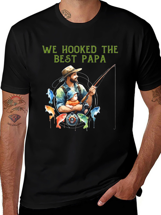 Best Papa Fishing T-Shirt - Hooked on Dad!