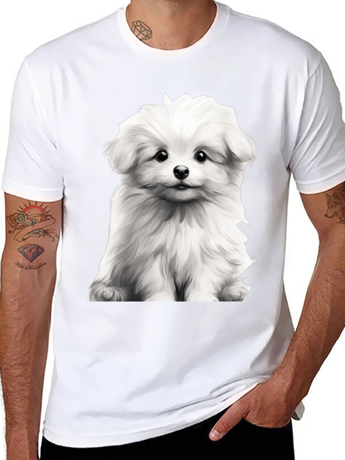 Cute Dog Graphic Black T-Shirt