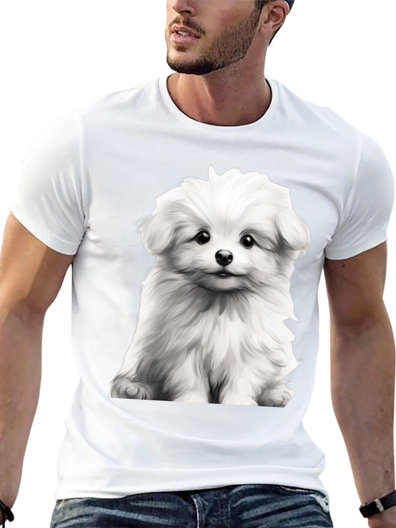 Cute Dog Graphic Black T-Shirt