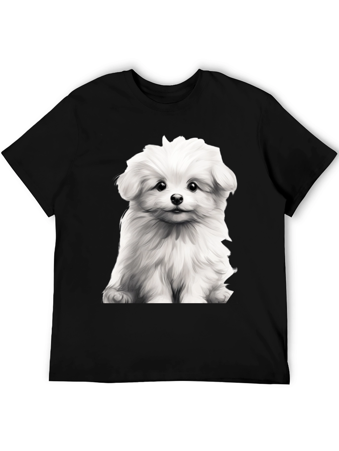 Cute Dog Graphic Black T-Shirt