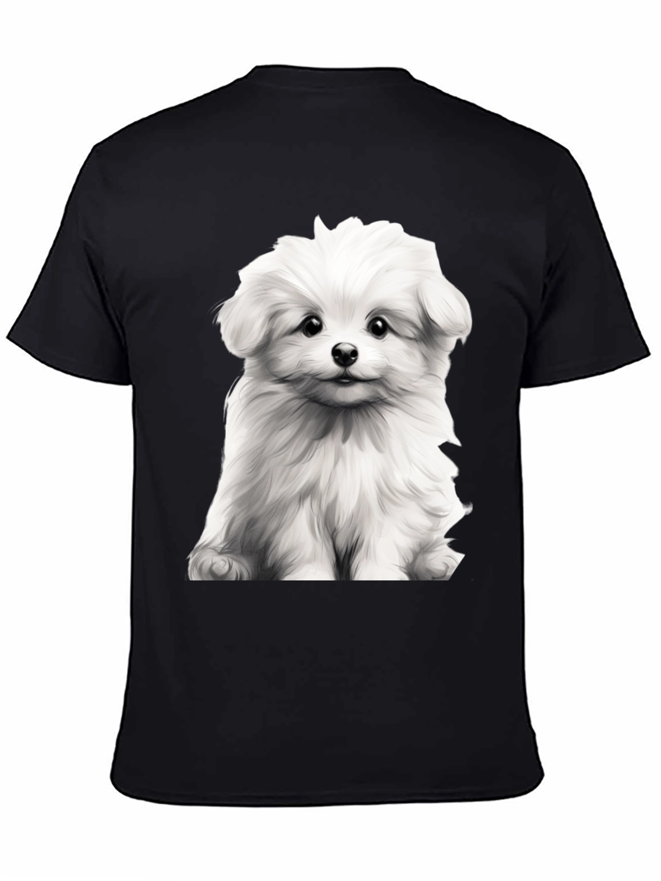 Cute Dog Graphic Black T-Shirt