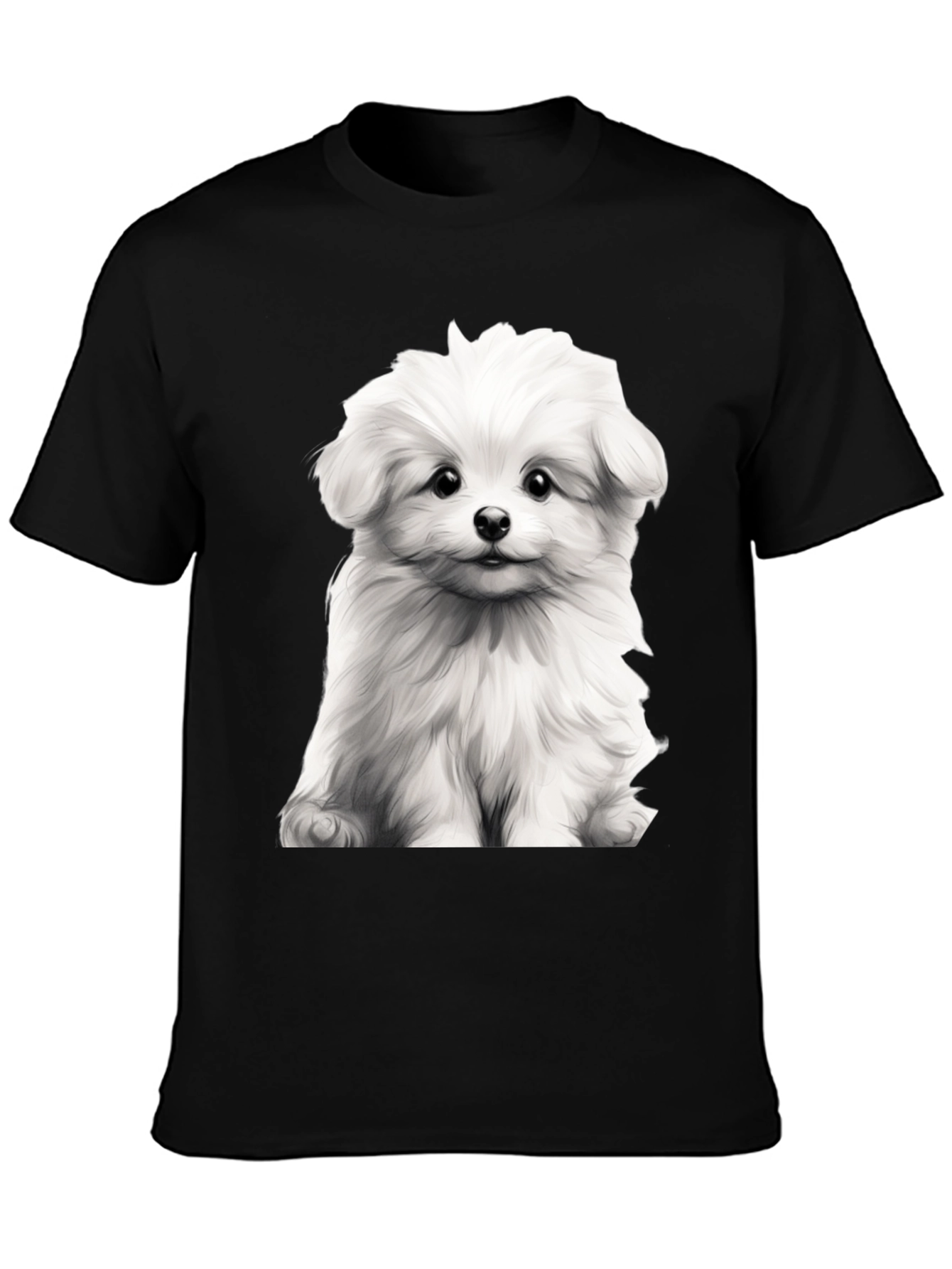 Cute Dog Graphic Black T-Shirt
