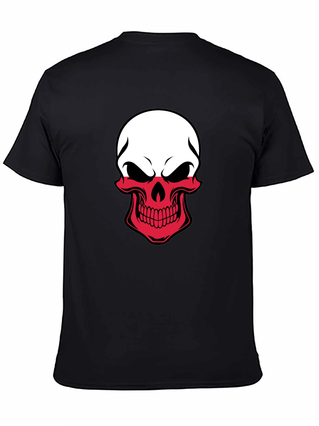 Poland Flag Skull Graphic T-Shirt - Black