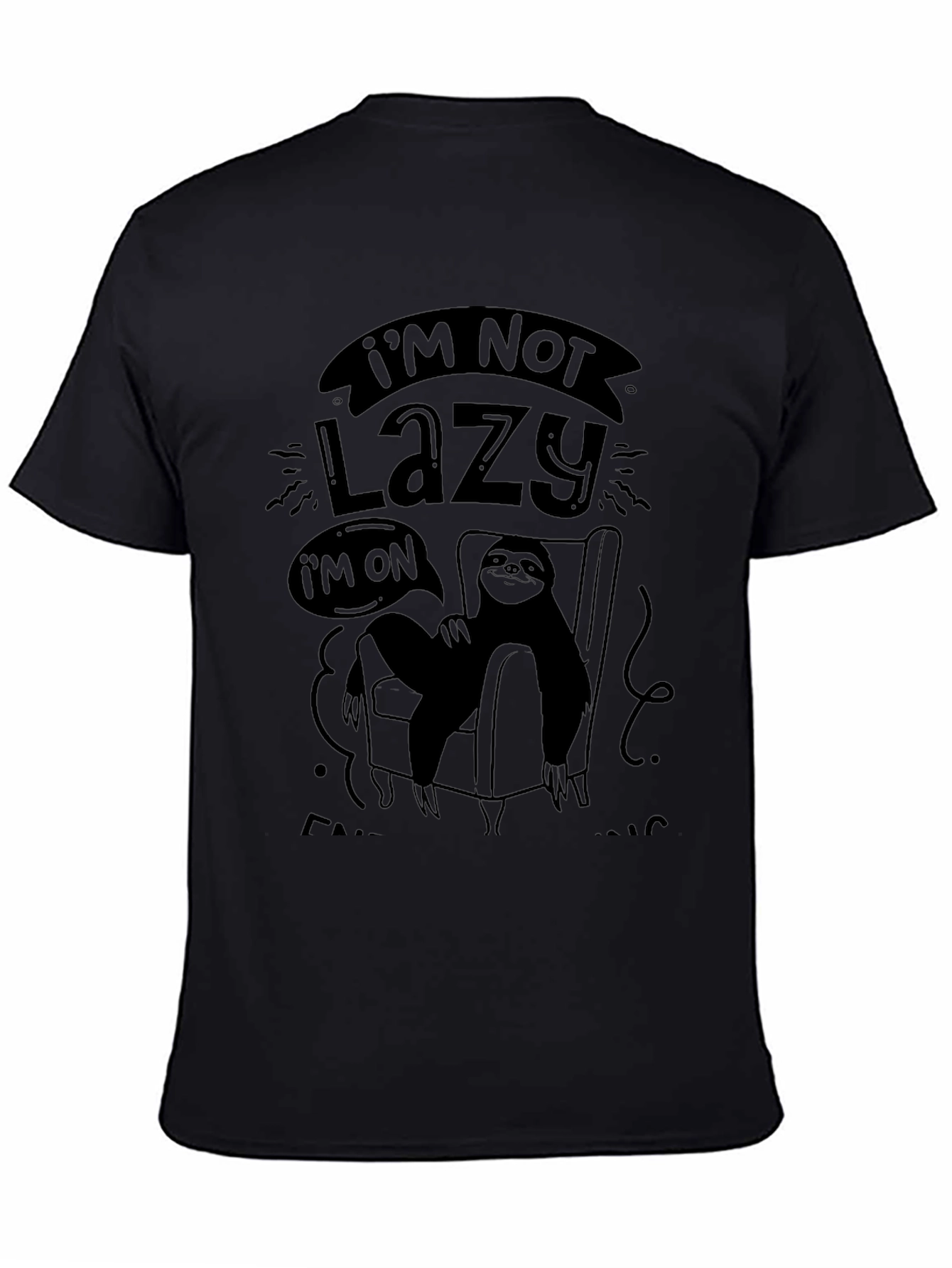 Lazy Sloth Graphic T-Shirt - Mens Black Tee