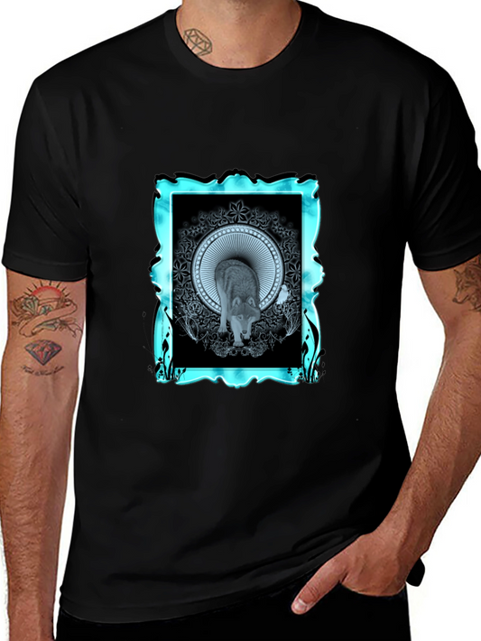 Wolf Graphic Tee - Modern Mandala Design