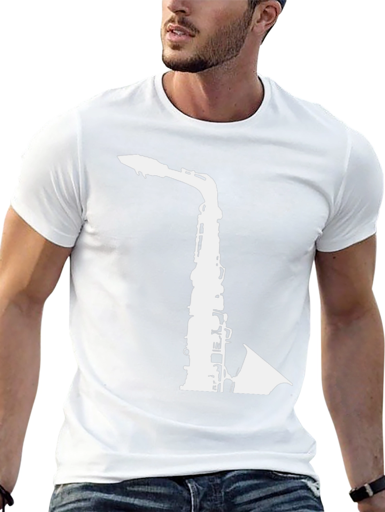 Saxophone Graphic Print Black T-Shirt