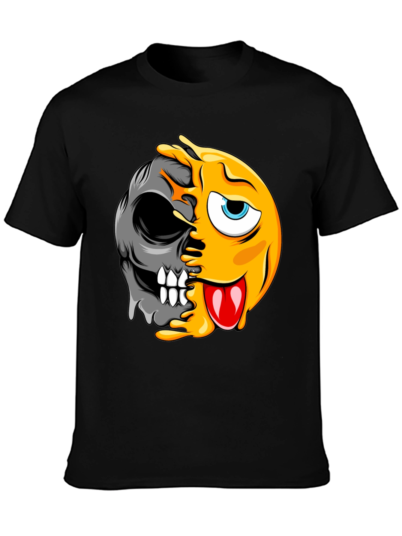Emoji Skull Graphic Black T-Shirt