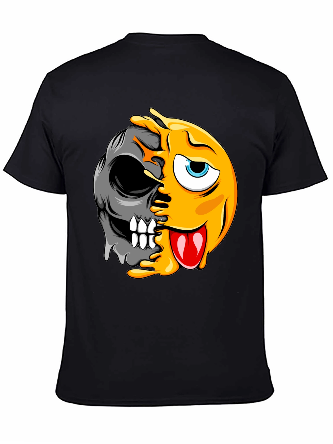 Emoji Skull Graphic Black T-Shirt