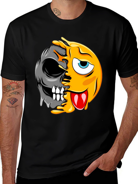 Emoji Skull Graphic Black T-Shirt