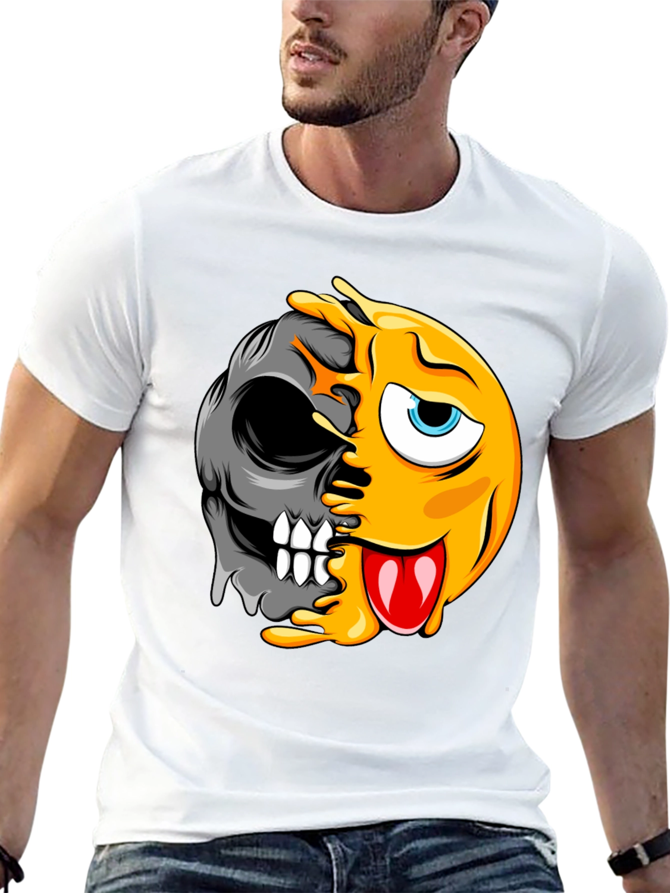 Emoji Skull Graphic Black T-Shirt