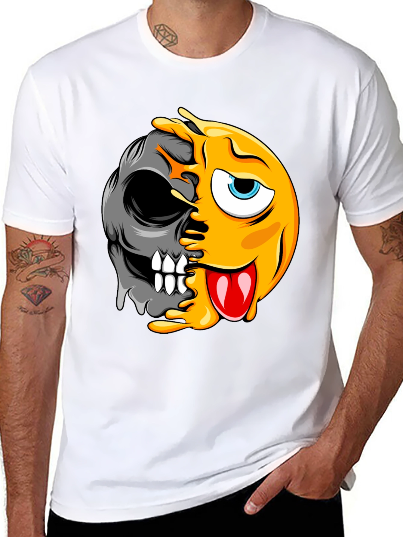 Emoji Skull Graphic Black T-Shirt