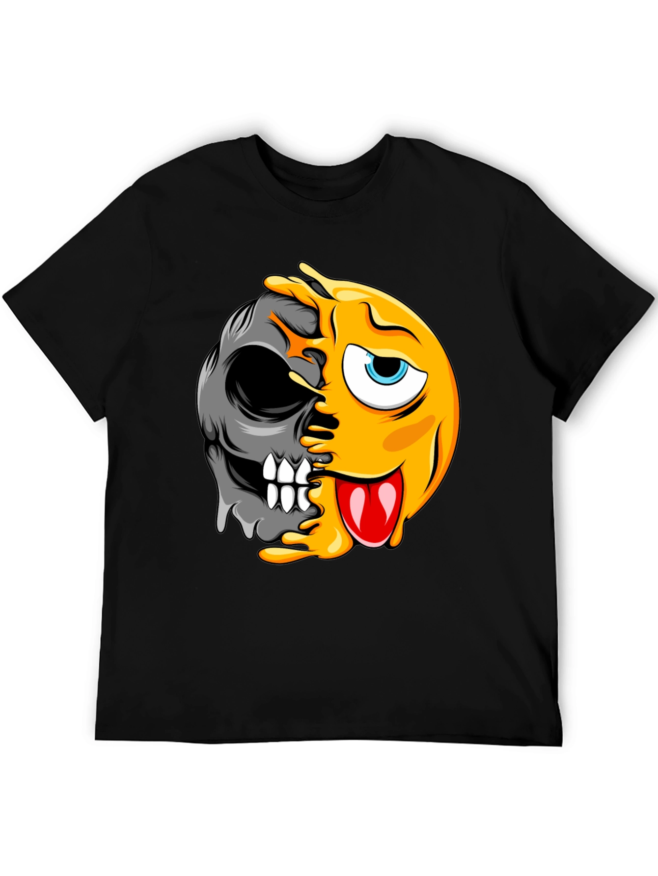 Emoji Skull Graphic Black T-Shirt