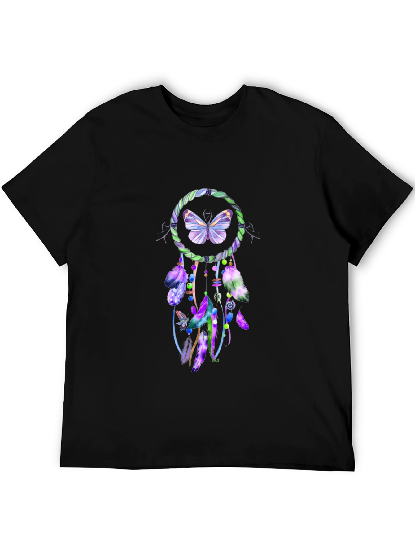 Butterfly Dreamcatcher Graphic Tee - Soft Black Cotton