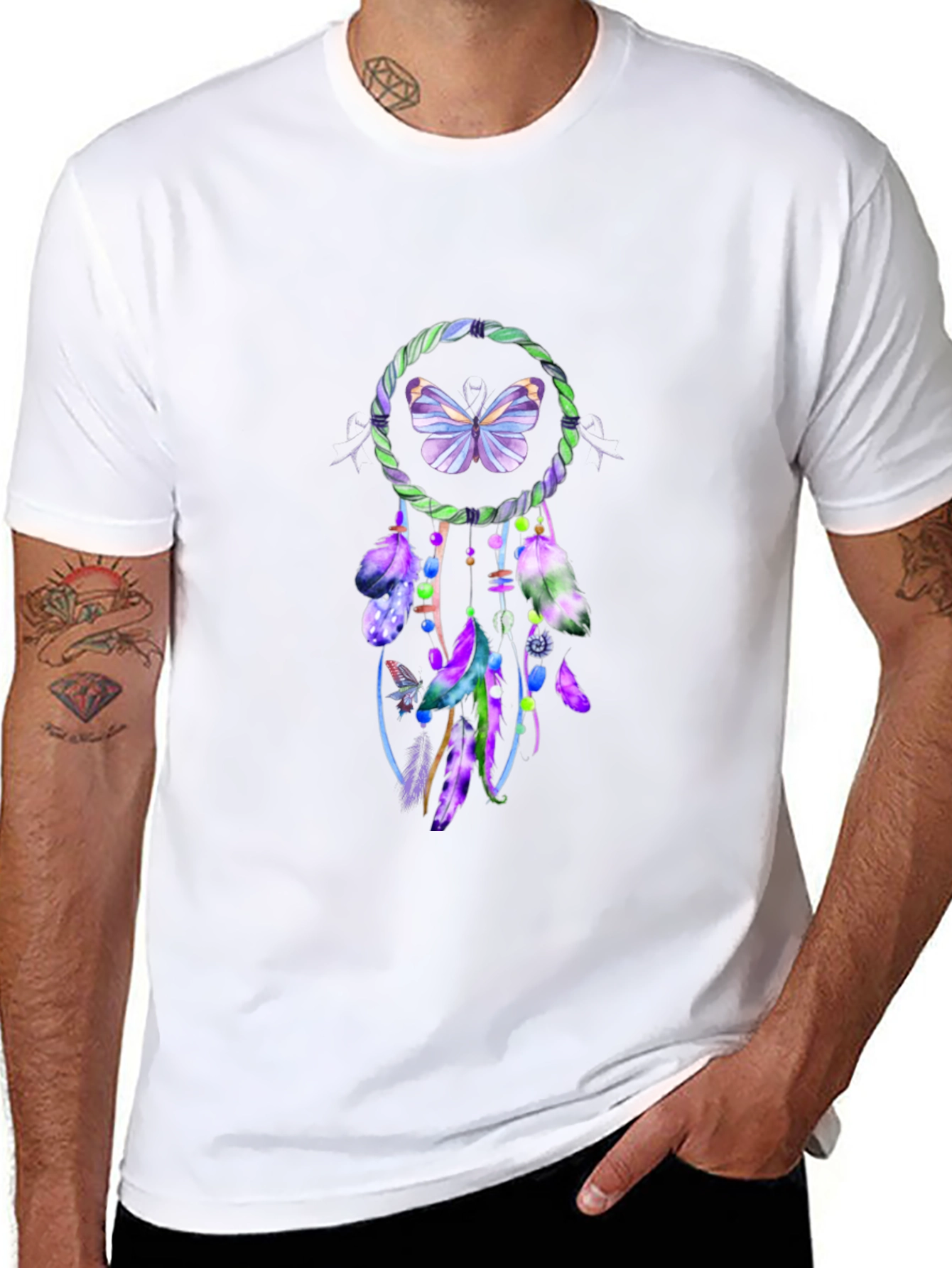 Butterfly Dreamcatcher Graphic Tee - Soft Black Cotton