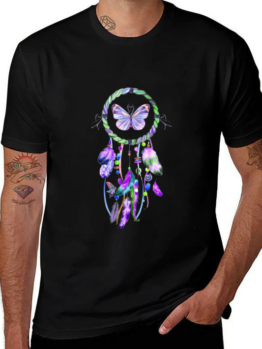 Butterfly Dreamcatcher Graphic Tee - Soft Black Cotton