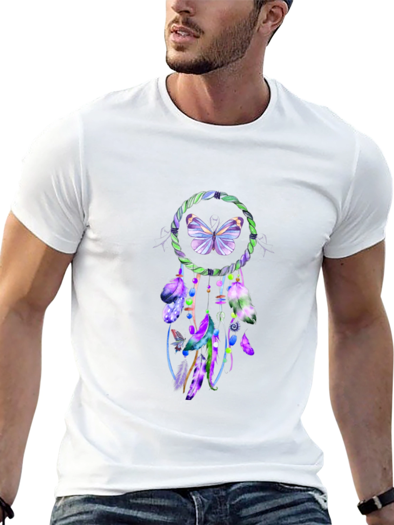 Butterfly Dreamcatcher Graphic Tee - Soft Black Cotton