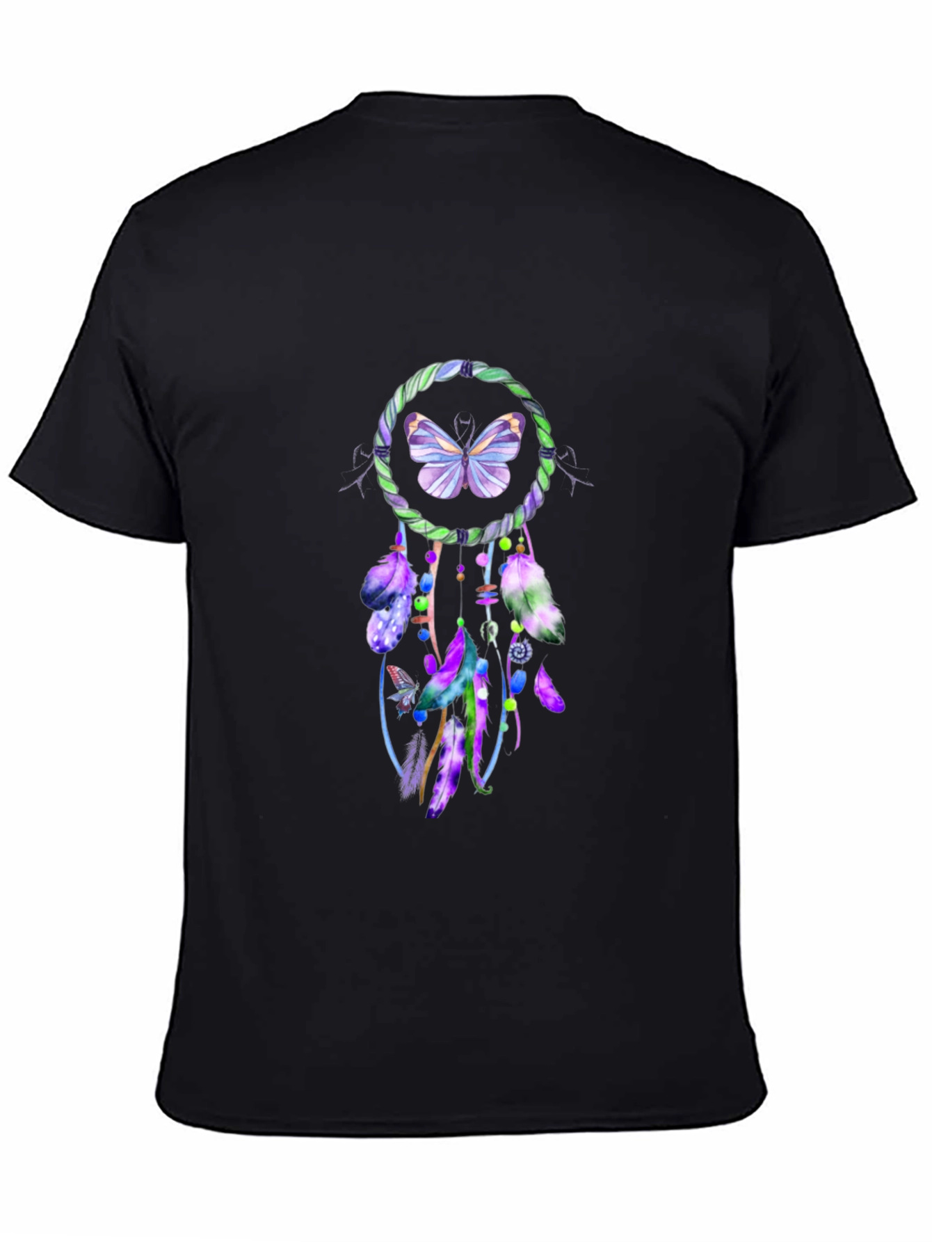 Butterfly Dreamcatcher Graphic Tee - Soft Black Cotton