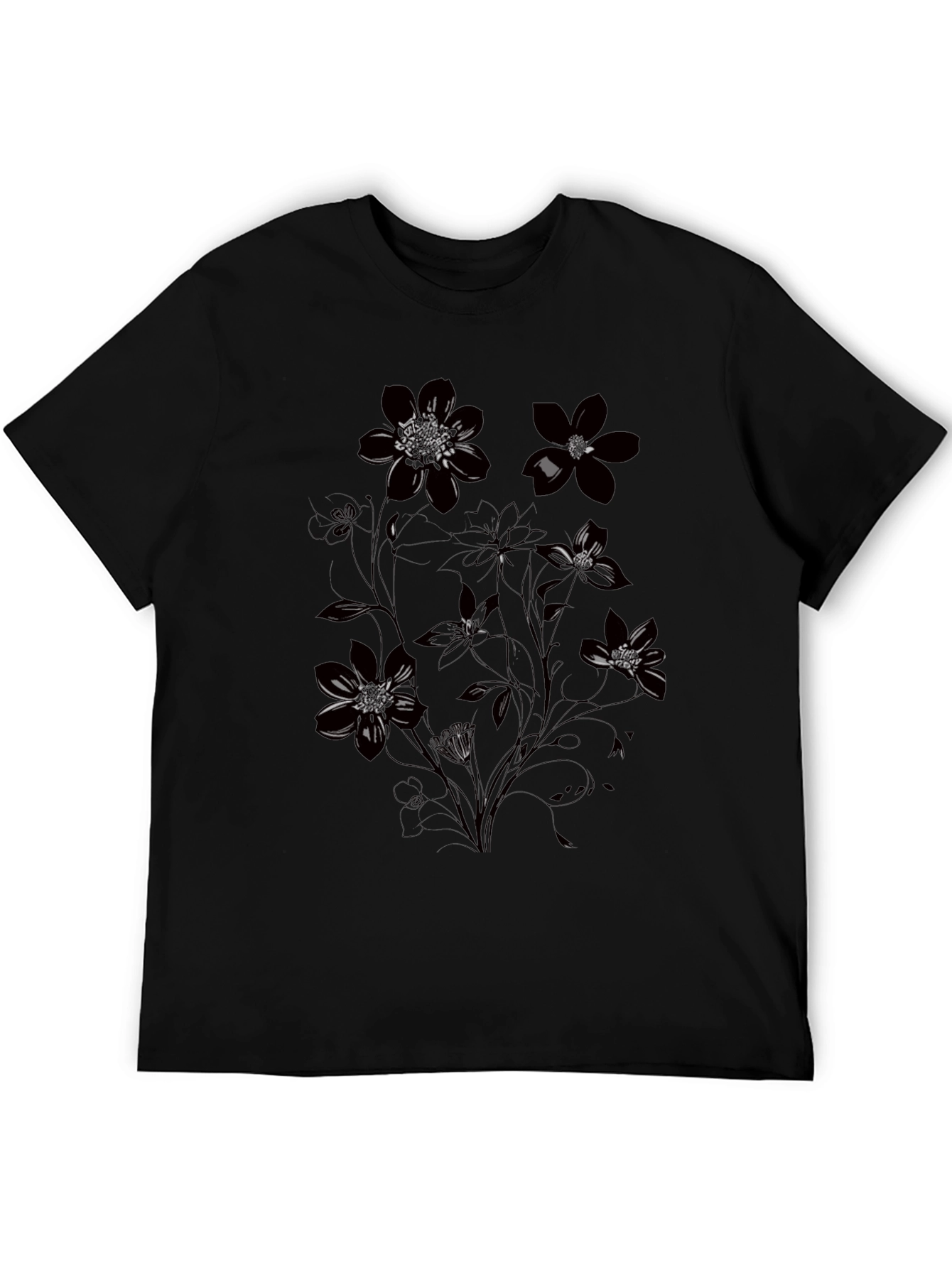 Floral Graphic Black T-Shirt
