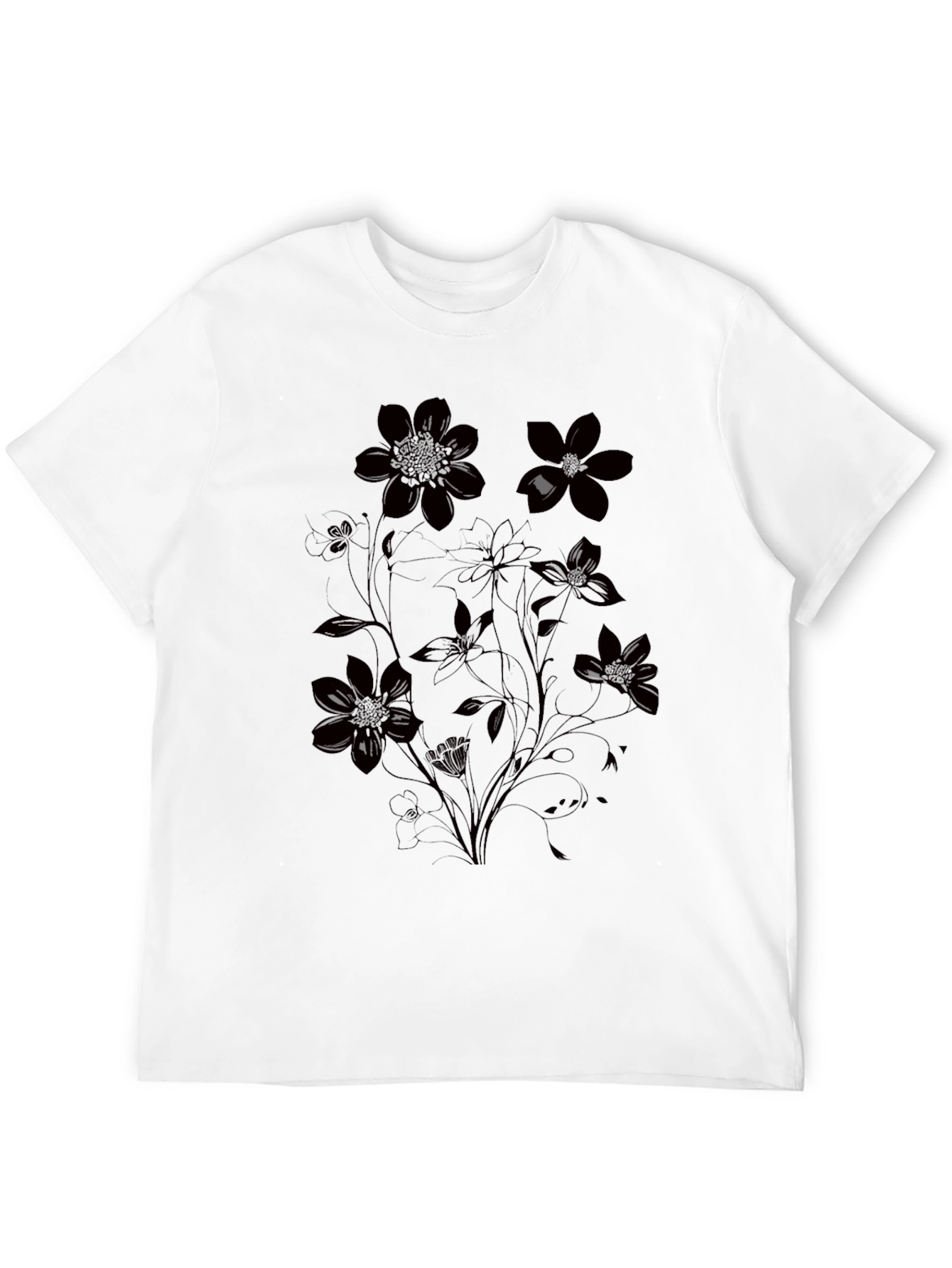 Floral Graphic Black T-Shirt