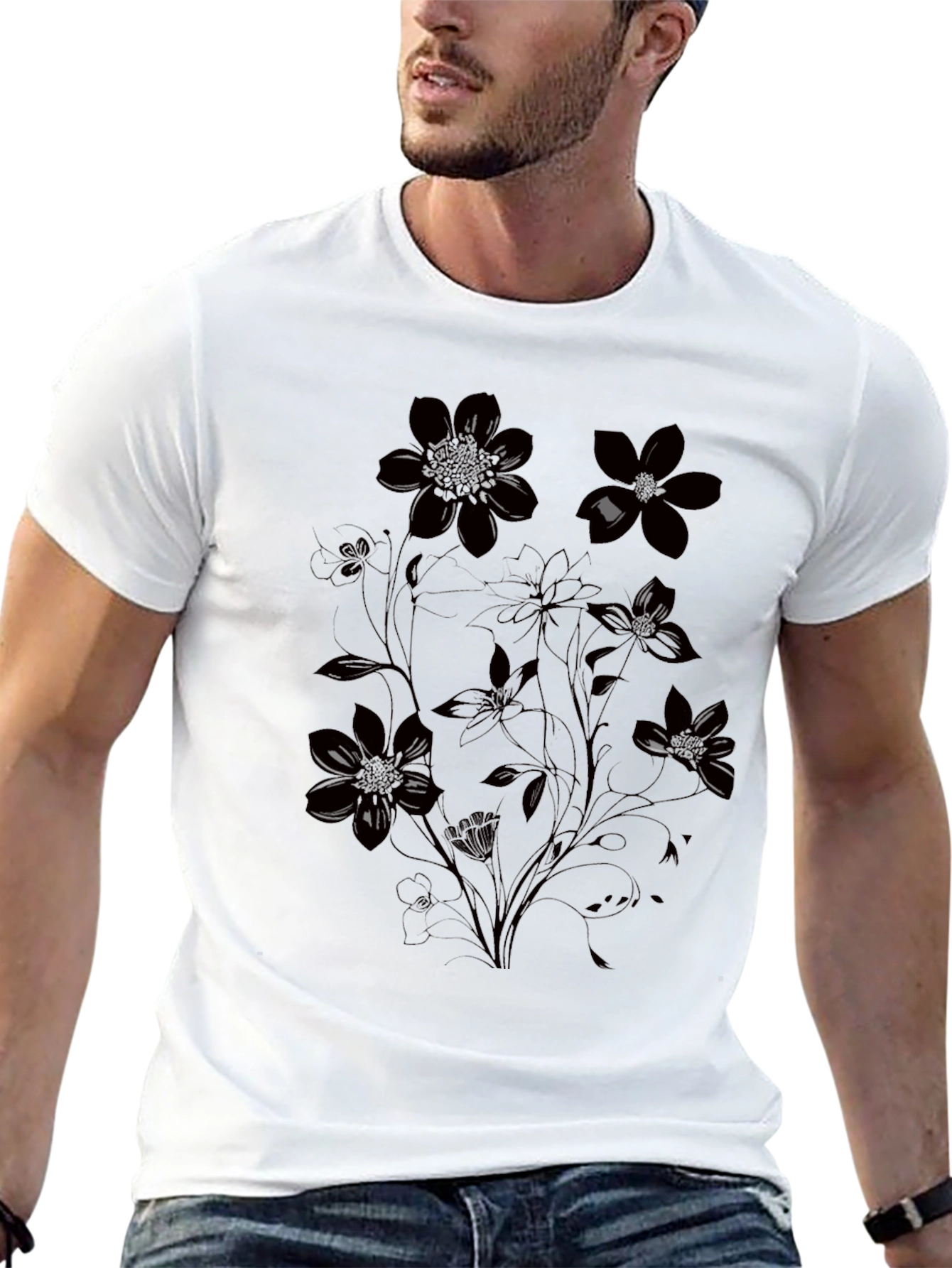 Floral Graphic Black T-Shirt