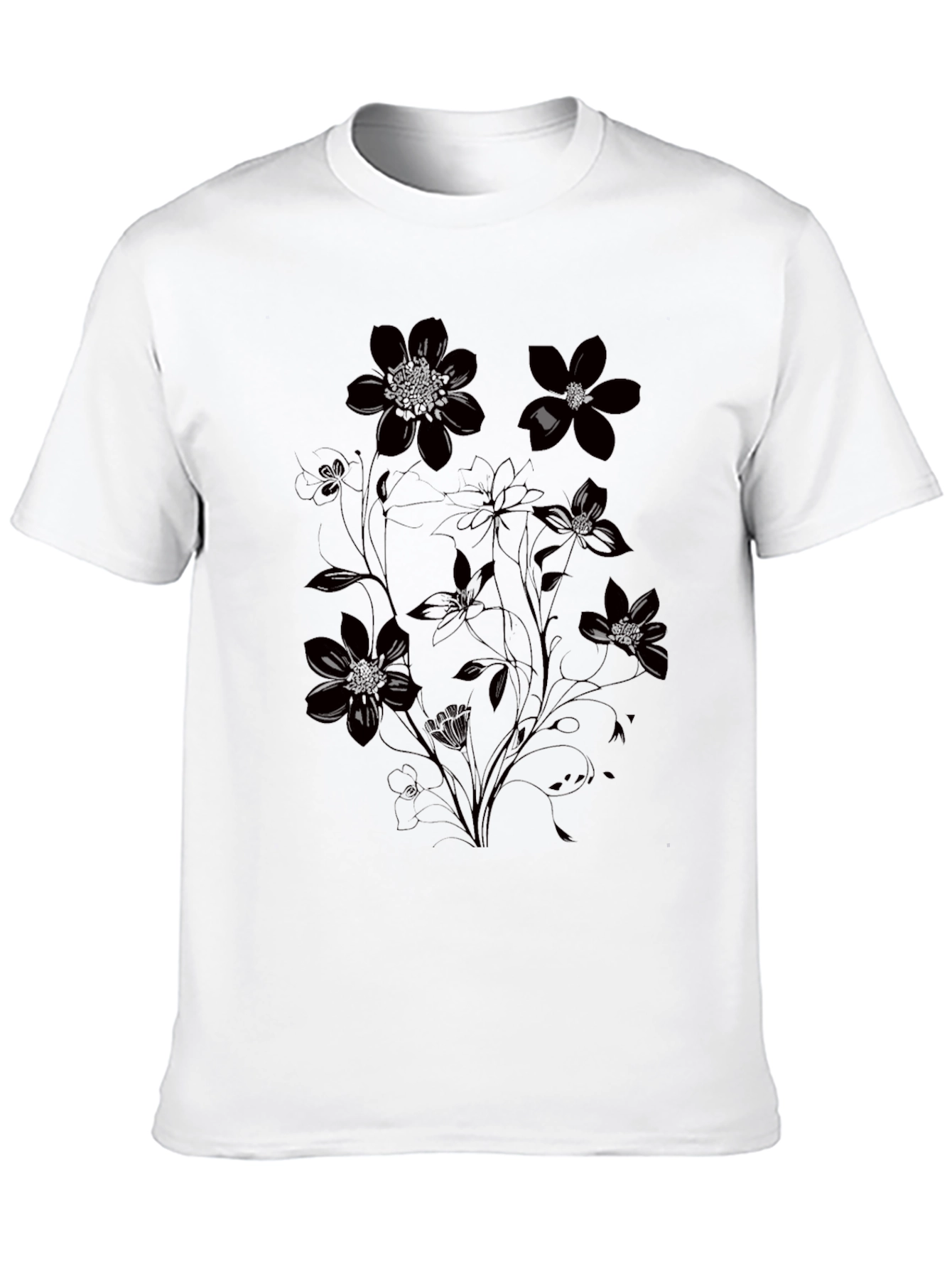 Floral Graphic Black T-Shirt