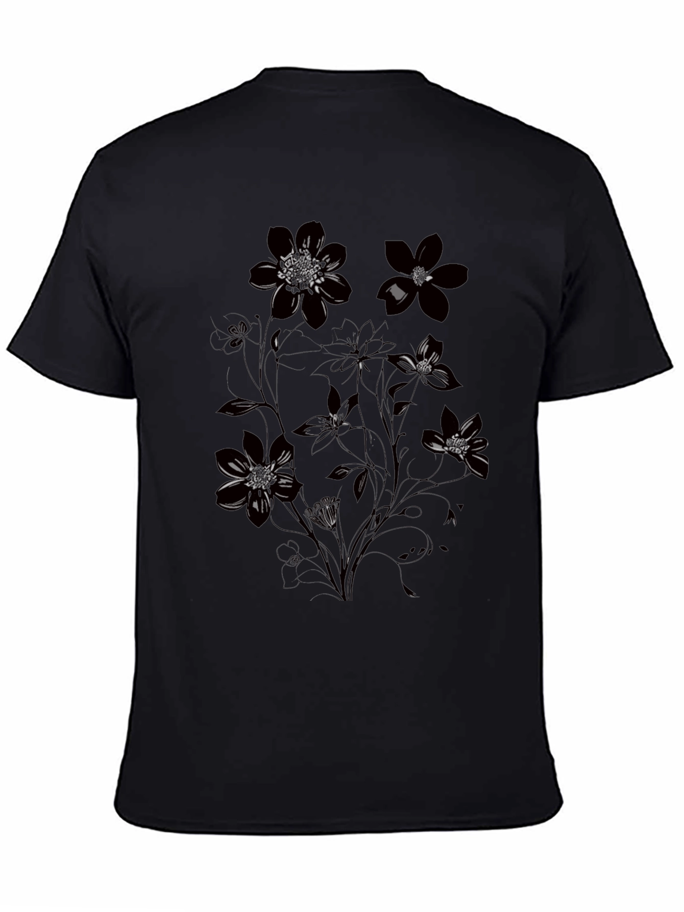 Floral Graphic Black T-Shirt