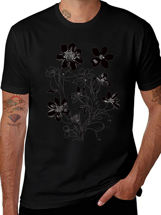 Floral Graphic Black T-Shirt