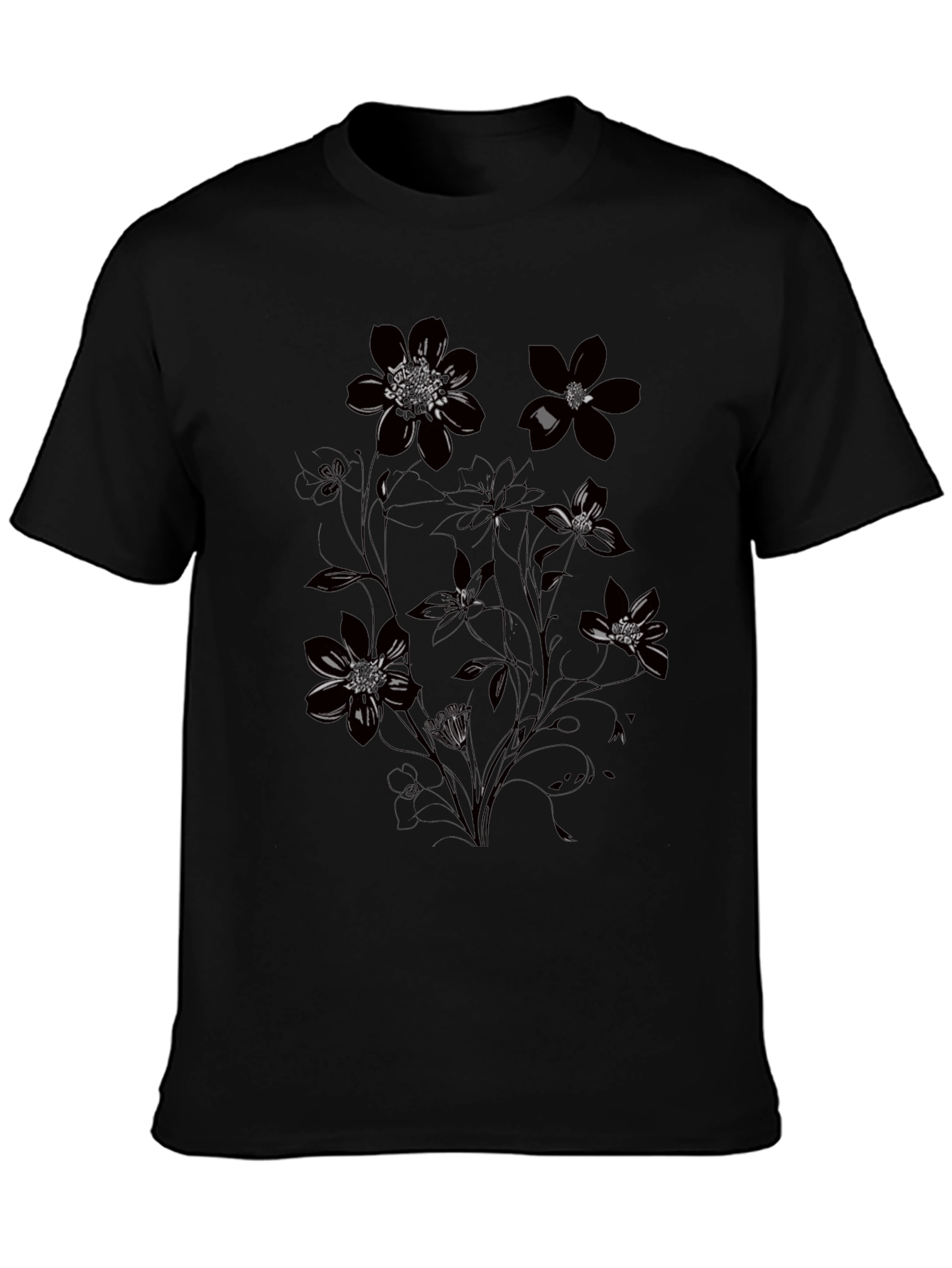 Floral Graphic Black T-Shirt