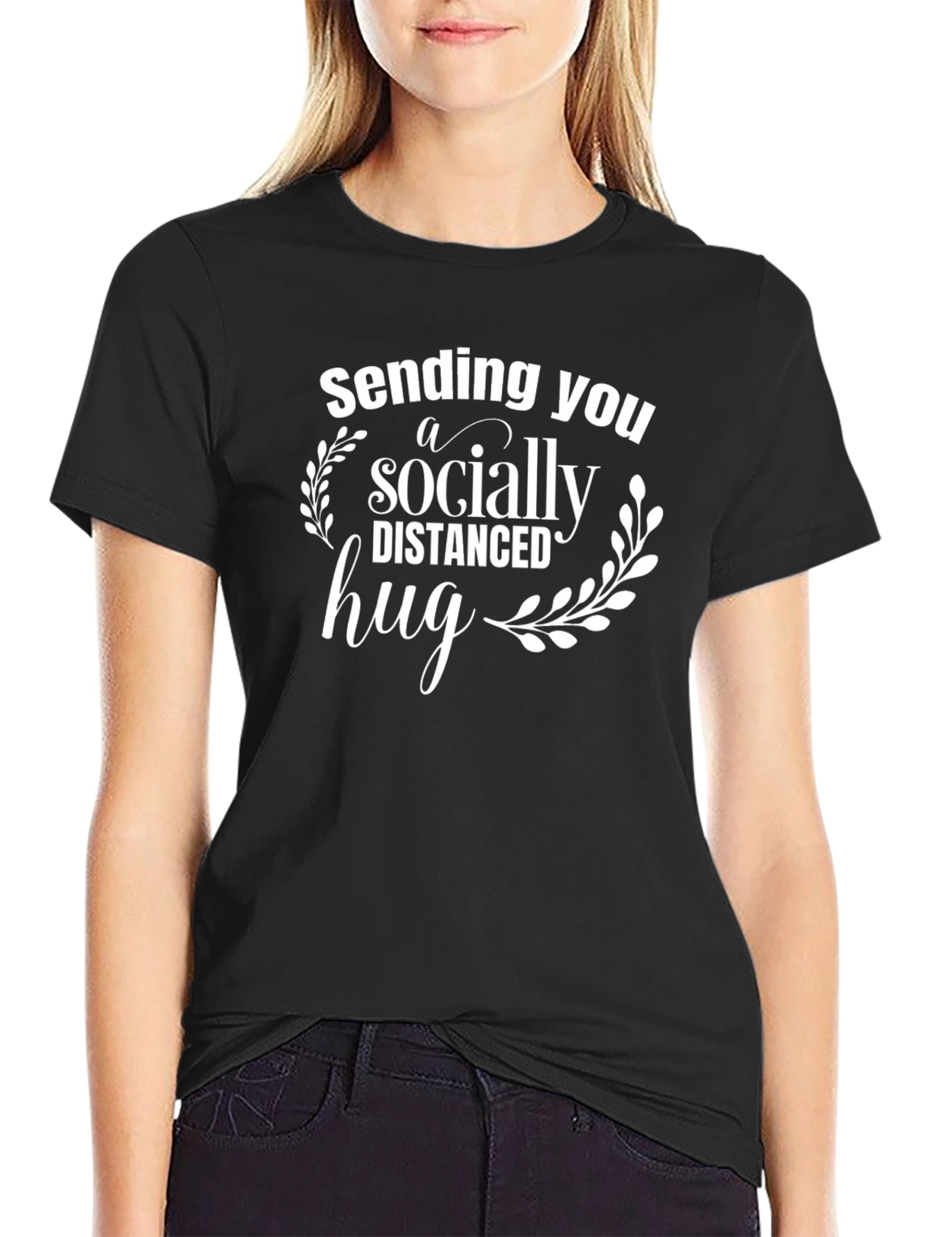 Socially Distanced Hug Graphic T-Shirt - Black