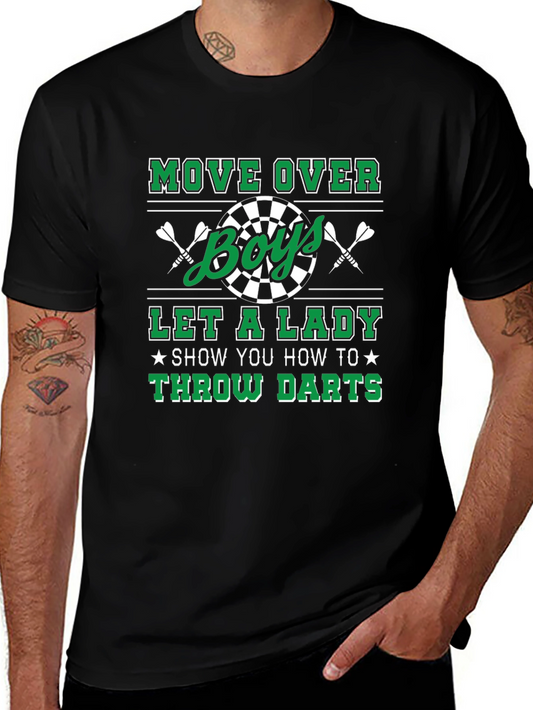 Funny Darts T-Shirt - Move Over Boys Ladys Dart Tee