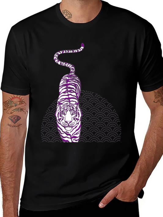 Purple Tiger Graphic Black T-Shirt
